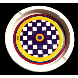 Vintage Retro 1968 PETER MAX - 10” Check Psychedelic AshTray Iroquois CHINA USA